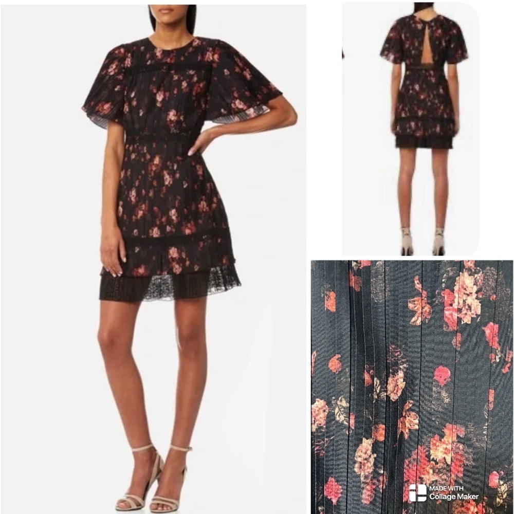 Anthropologie Foxiedox Biella black floral open back dress